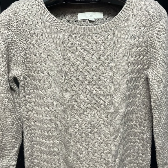 Loft- brown crewneck sweater with 3/4 length sleeves - Picture 7 of 12